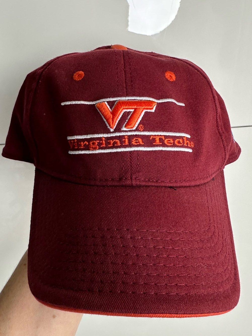 Virginia Tech Dad Cap Hat The Game Maroon and Orange VT Fitted Hokies